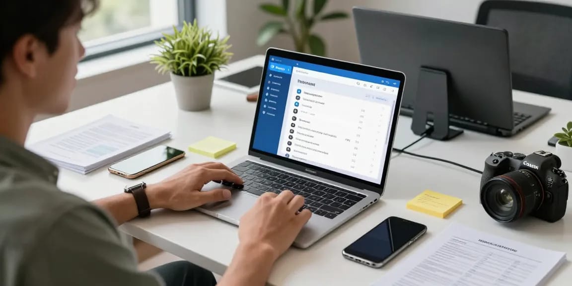 Setting Telegram to Chinese language on a laptop in a modern workspace.