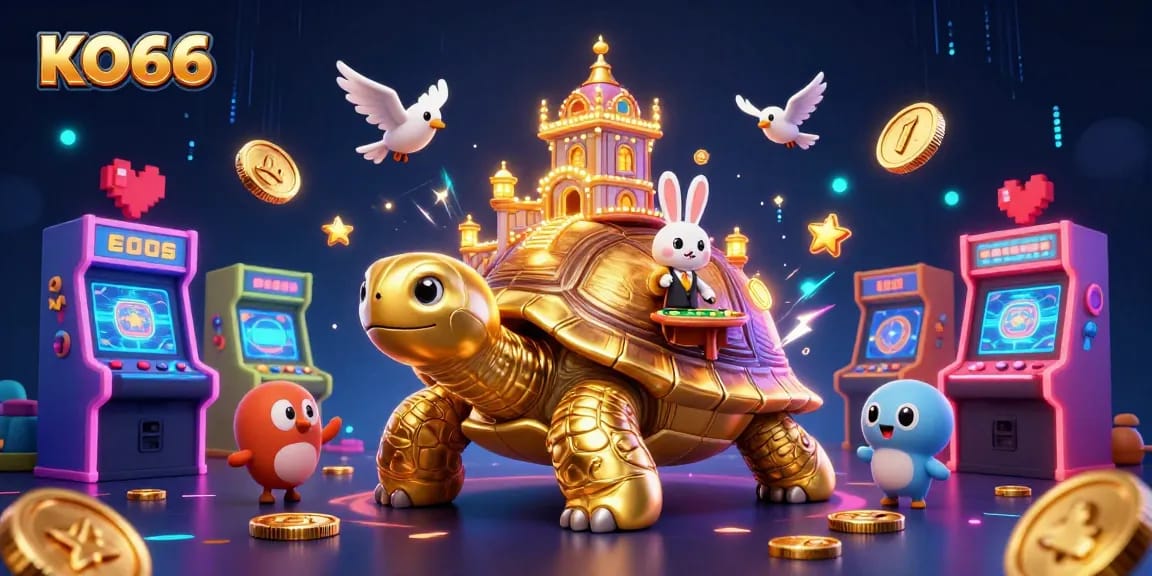 KO66 invites players to enjoy colorful casino fun with a lively rabbit dealer and dynamic gaming elements.