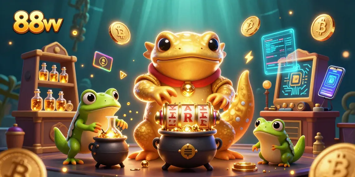 Experience 88vv with a vibrant alchemist scene illustrating exciting slot gameplay and crypto elements.