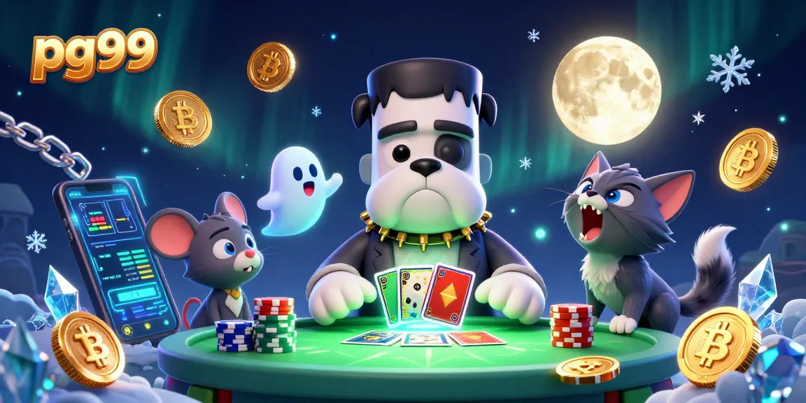Play exciting games at pg99 with a thrilling 3D casino illustration featuring unique characters.