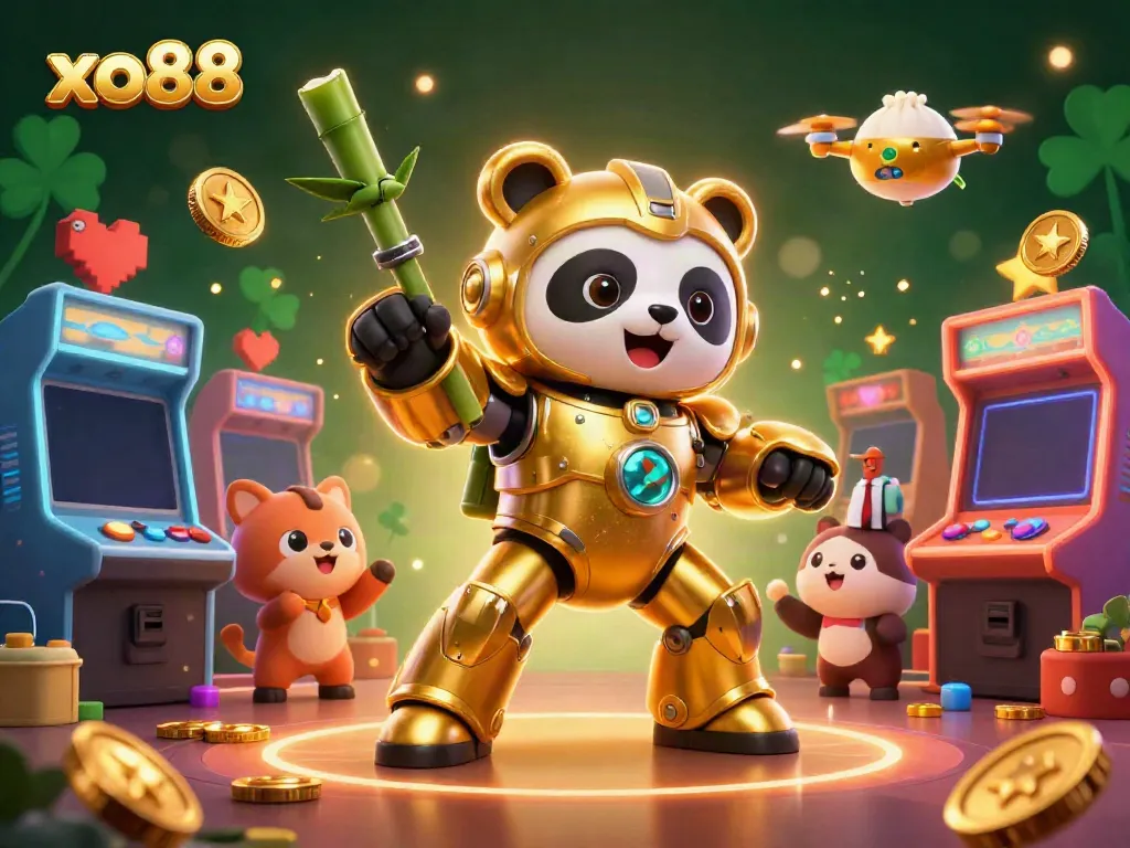 Experience exciting gameplay at xo88 with a vibrant 3D casino scene full of characters and game elements.