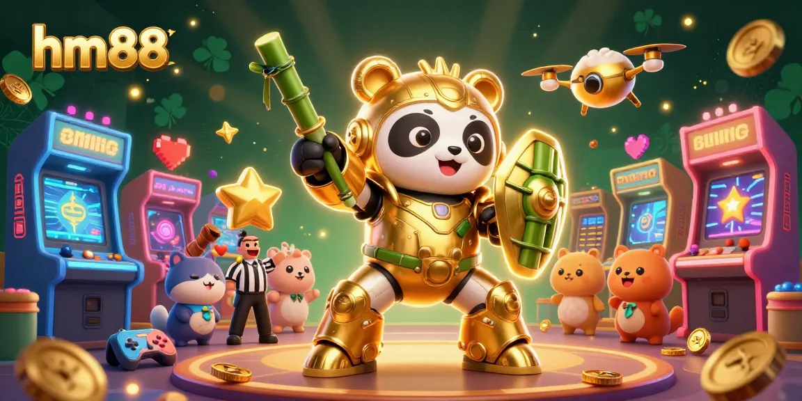 Experience immersive gameplay with hm88's vibrant 3D casino illustration showcasing dynamic characters and game elements.