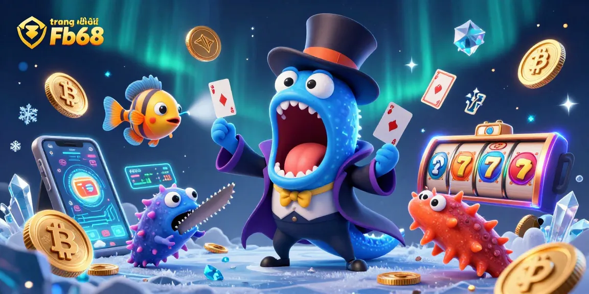 Experience the magic of trang chủ Fb68 with vibrant characters performing casino card tricks.