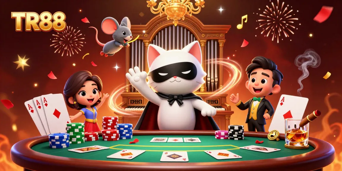 Engage with TR88's vibrant casino atmosphere featuring rich game elements and characters.