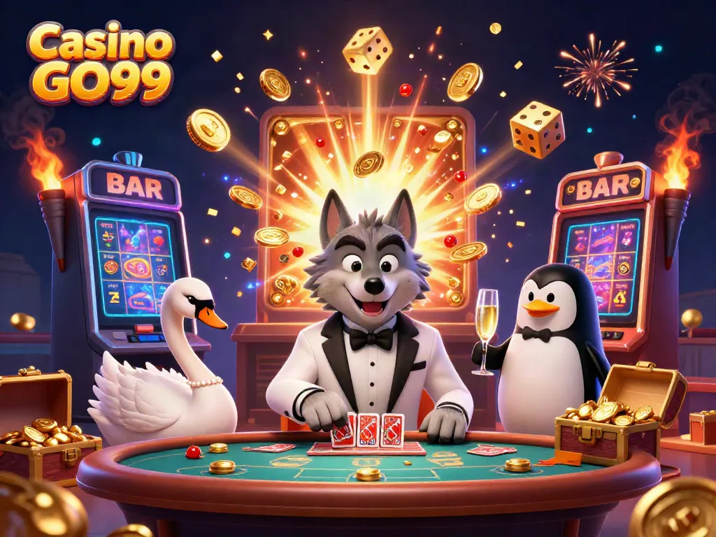 Experience the excitement of Casino GO99 with vibrant characters and dynamic gaming elements.