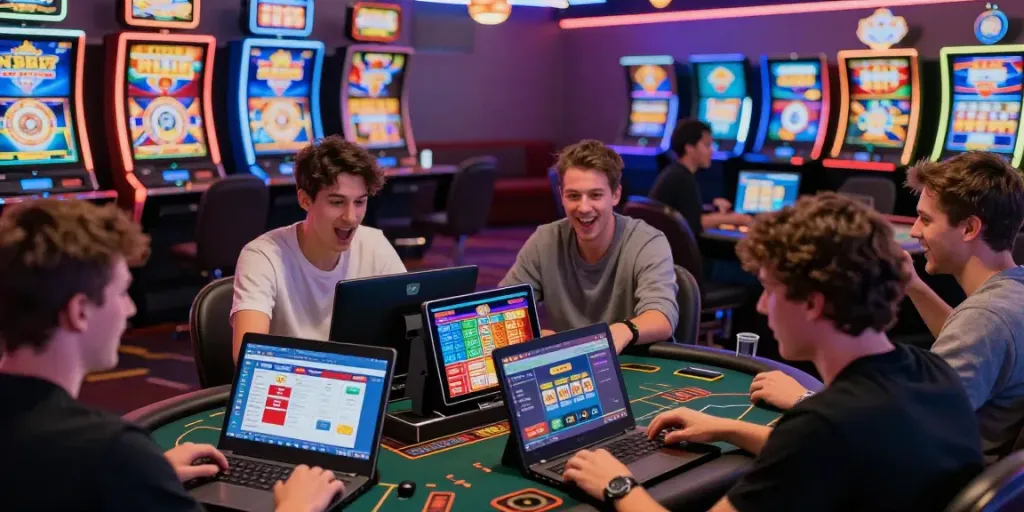 Exciting players engaging with the online gaming platforms at NBET casino.