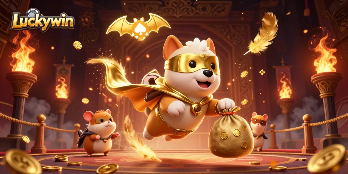 Experience Luckywin's thrilling casino adventure with our hero dog and hamster in action.