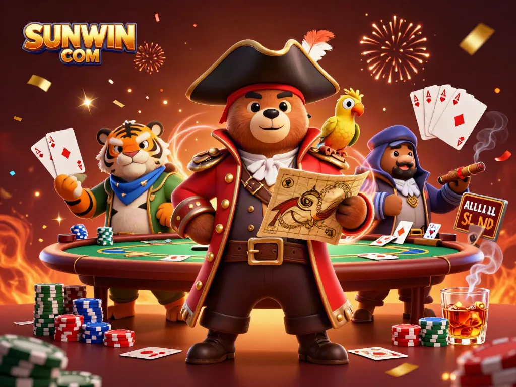 Engage with SUNWIN COM through captivating gameplay, showcasing vibrant casino elements in a festive scene.