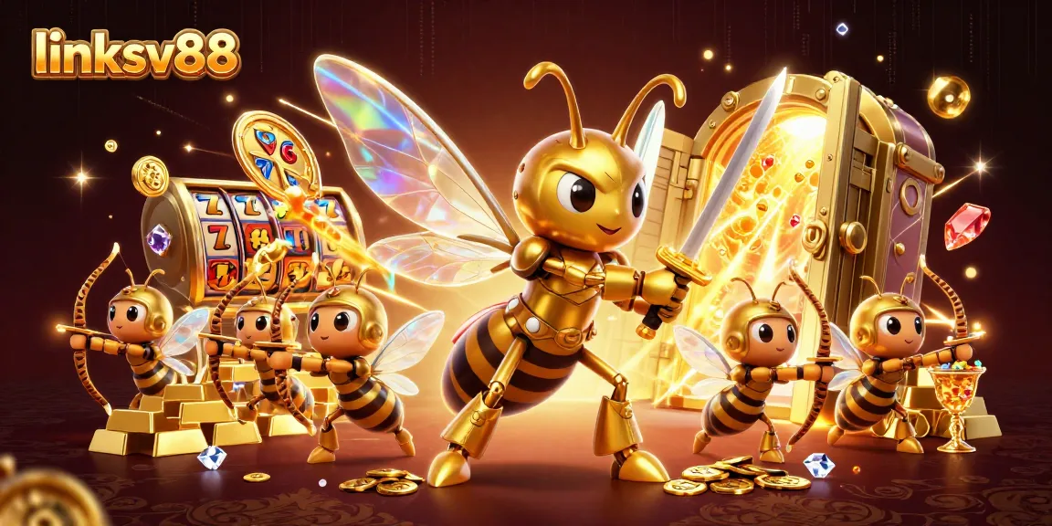 Experience excitement with link sv88 as a giant hornet drifts through a treasure-filled casino scene.