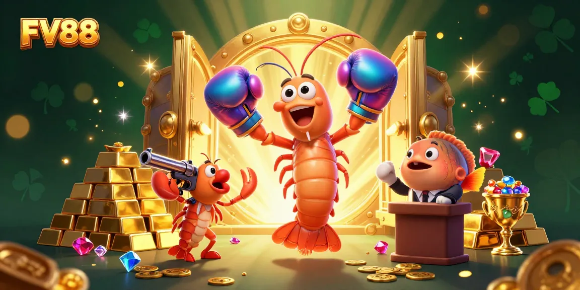 Engage with FV88's vibrant casino scene, featuring dynamic game elements and animated characters.
