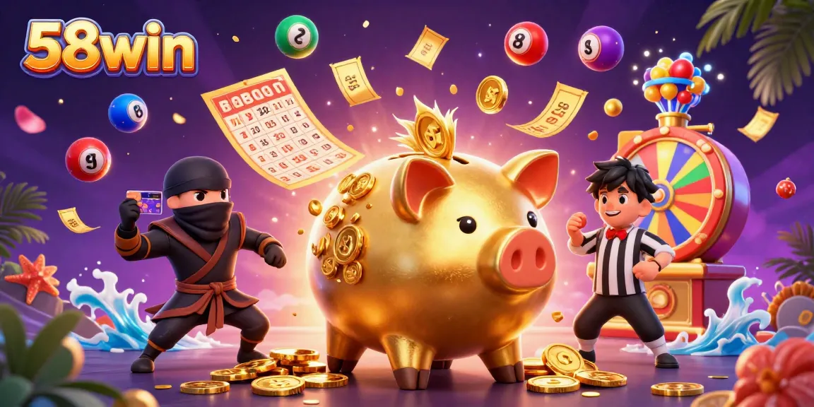 Engage in winning opportunities with 58win's thrilling casino illustration, showcasing dynamic gaming elements.