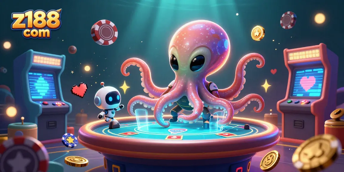 Engage with z188 com's vibrant gaming universe in an exciting 3D casino illustration.