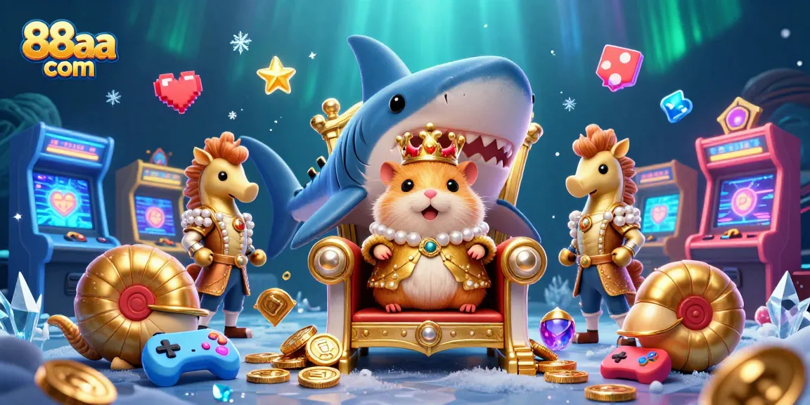 Join the action at 88aa com with a vibrant underwater casino scene full of characters and gaming elements.